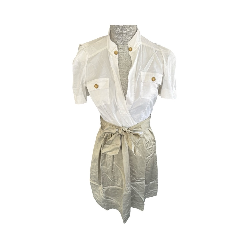Diane von Fürstenberg (DVF) Classic Wrap Dress – Size 4 (White & Olive)